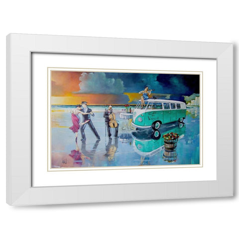 Sunset Dance White Modern Wood Framed Art Print with Double Matting by West, Ronald