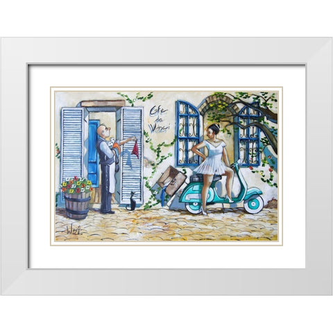 Runaway Bride White Modern Wood Framed Art Print with Double Matting by West, Ronald