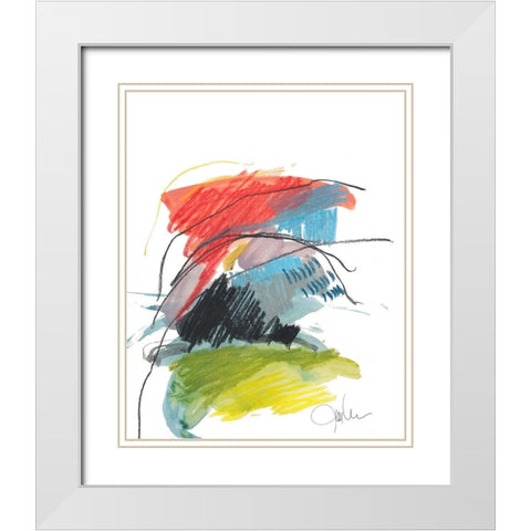 Abstract Landscape No. 40 White Modern Wood Framed Art Print with Double Matting by Weiss, Jan