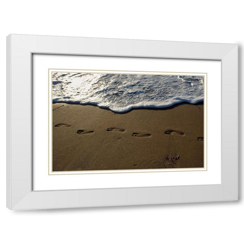 Footprints White Modern Wood Framed Art Print with Double Matting by White, Lynda