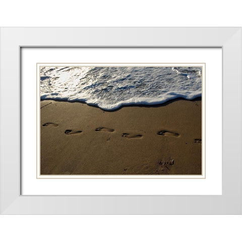 Footprints White Modern Wood Framed Art Print with Double Matting by White, Lynda