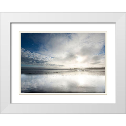 Long Beach White Modern Wood Framed Art Print with Double Matting by White, Lynda