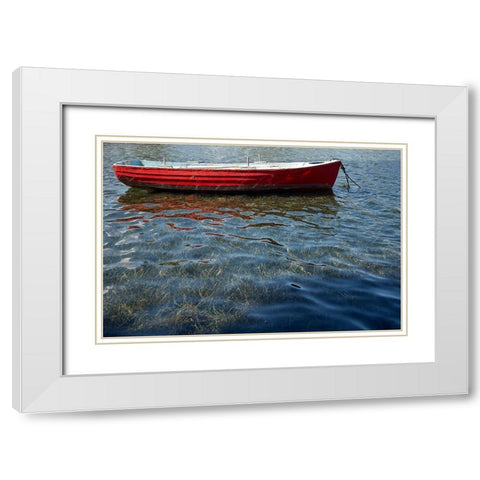 Red Boat White Modern Wood Framed Art Print with Double Matting by White, Lynda