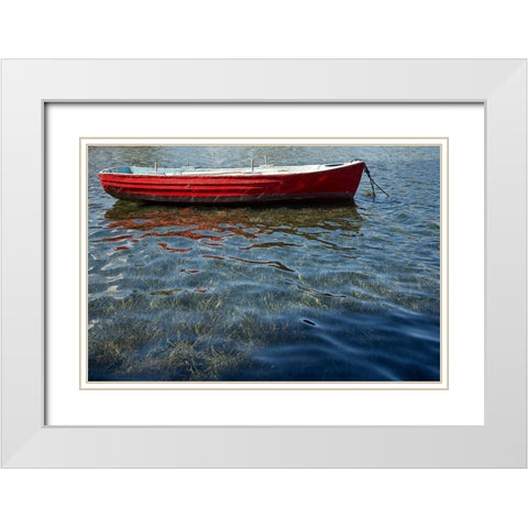 Red Boat White Modern Wood Framed Art Print with Double Matting by White, Lynda