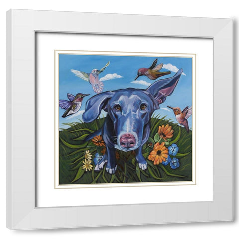 Babs Birds White Modern Wood Framed Art Print with Double Matting by Wronski, Kathryn