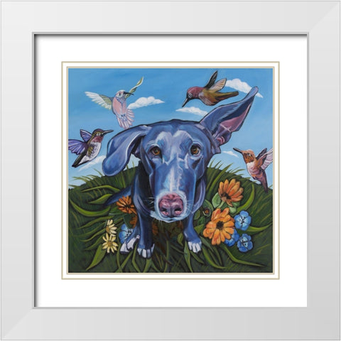 Babs Birds White Modern Wood Framed Art Print with Double Matting by Wronski, Kathryn