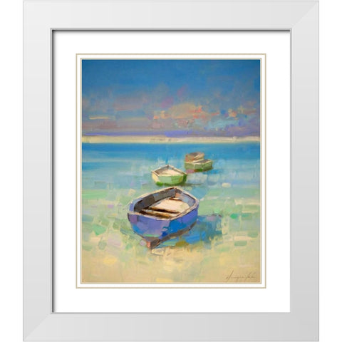 Caribbean Beach White Modern Wood Framed Art Print with Double Matting by Yeremyan, Vahe