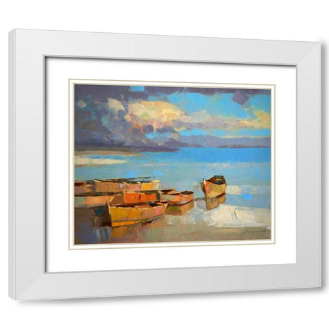 Fishing Boats White Modern Wood Framed Art Print with Double Matting by Yeremyan, Vahe