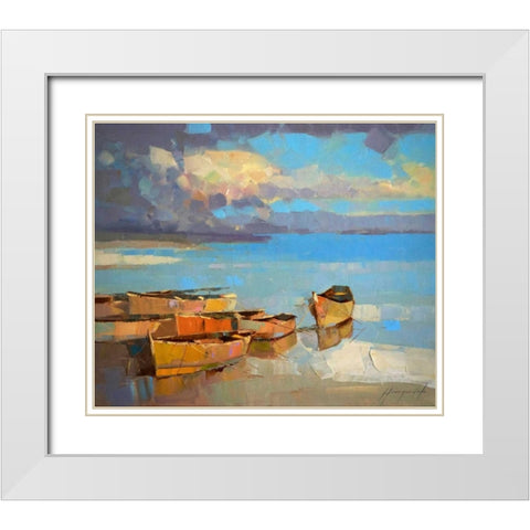 Fishing Boats White Modern Wood Framed Art Print with Double Matting by Yeremyan, Vahe