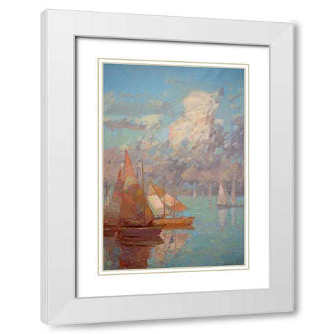 Sail Boats White Modern Wood Framed Art Print with Double Matting by Yeremyan, Vahe