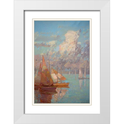 Sail Boats White Modern Wood Framed Art Print with Double Matting by Yeremyan, Vahe