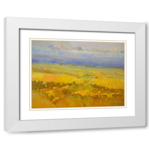 Field of Yellow Flowers White Modern Wood Framed Art Print with Double Matting by Yeremyan, Vahe
