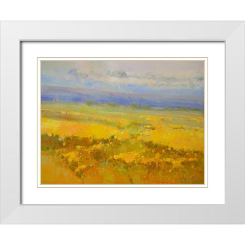Field of Yellow Flowers White Modern Wood Framed Art Print with Double Matting by Yeremyan, Vahe