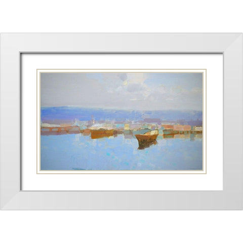 Harbor White Modern Wood Framed Art Print with Double Matting by Yeremyan, Vahe
