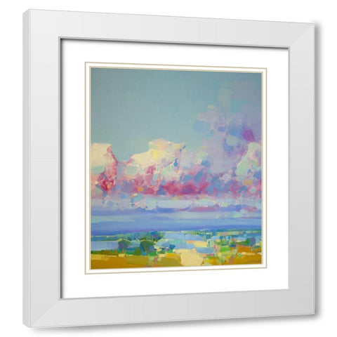Purple Clouds White Modern Wood Framed Art Print with Double Matting by Yeremyan, Vahe