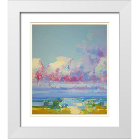 Purple Clouds White Modern Wood Framed Art Print with Double Matting by Yeremyan, Vahe