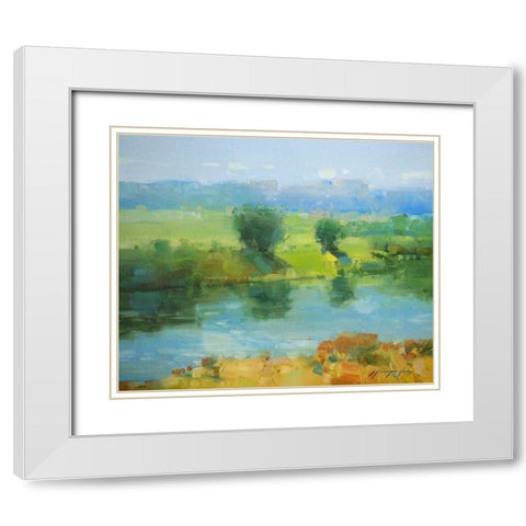 Summer Lake White Modern Wood Framed Art Print with Double Matting by Yeremyan, Vahe