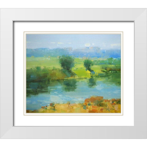 Summer Lake White Modern Wood Framed Art Print with Double Matting by Yeremyan, Vahe