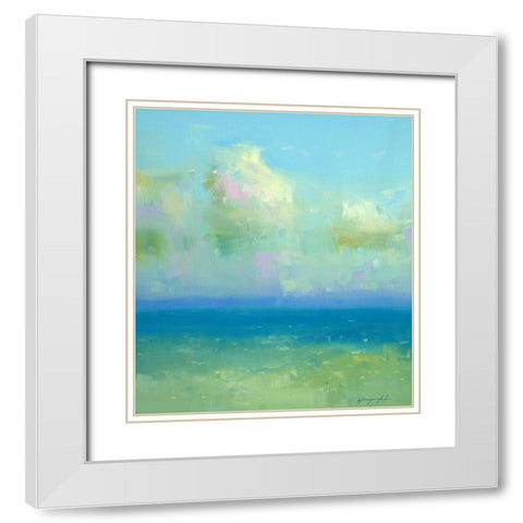 Turquoise Ocean White Modern Wood Framed Art Print with Double Matting by Yeremyan, Vahe