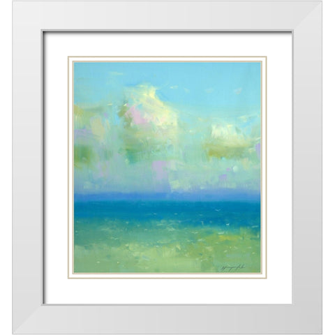 Turquoise Ocean White Modern Wood Framed Art Print with Double Matting by Yeremyan, Vahe