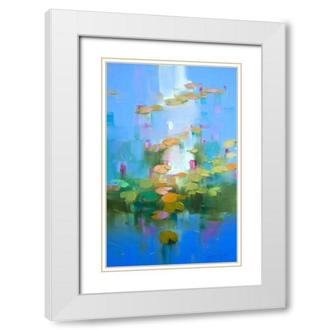 Waterlilies White Modern Wood Framed Art Print with Double Matting by Yeremyan, Vahe
