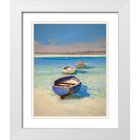 Caribbean Shore White Modern Wood Framed Art Print with Double Matting by Yeremyan, Vahe