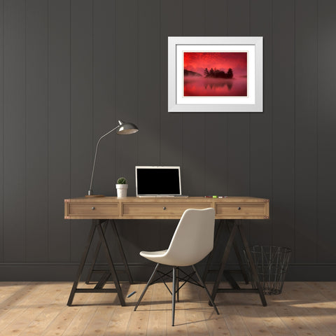 Islands In The Pink White Modern Wood Framed Art Print with Double Matting by Zephyr, Patrick