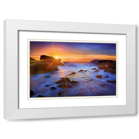 Biddeford Sunrise White Modern Wood Framed Art Print with Double Matting by Zephyr, Patrick