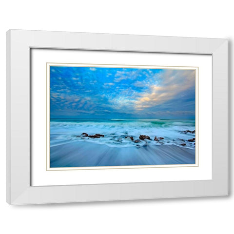 Ocean Surf White Modern Wood Framed Art Print with Double Matting by Zephyr, Patrick