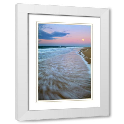 Cape Cod Moonset White Modern Wood Framed Art Print with Double Matting by Zephyr, Patrick