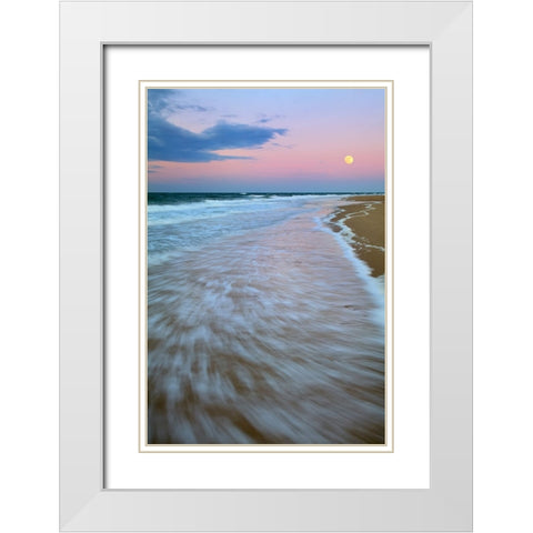 Cape Cod Moonset White Modern Wood Framed Art Print with Double Matting by Zephyr, Patrick