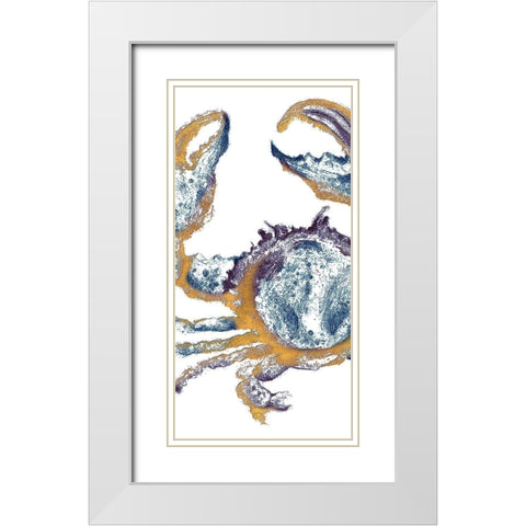 Surf Side Golden Blue Crab White Modern Wood Framed Art Print with Double Matting by Pinto, Patricia