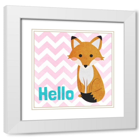 Woodland Greetings I White Modern Wood Framed Art Print with Double Matting by SD Graphics Studio