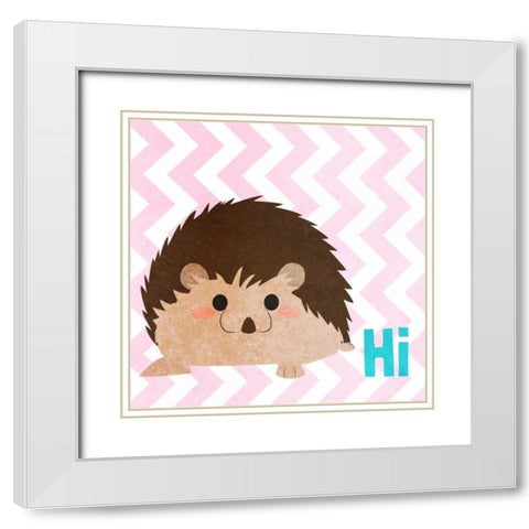 Woodland Greetings II White Modern Wood Framed Art Print with Double Matting by SD Graphics Studio