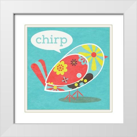 Bird Floral Pattern II White Modern Wood Framed Art Print with Double Matting by SD Graphics Studio