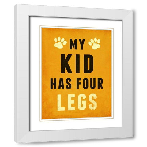 Paw Kids III White Modern Wood Framed Art Print with Double Matting by SD Graphics Studio