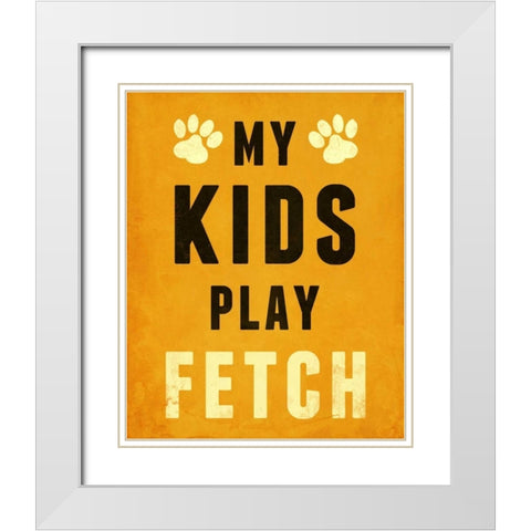 Paw Kids V White Modern Wood Framed Art Print with Double Matting by SD Graphics Studio