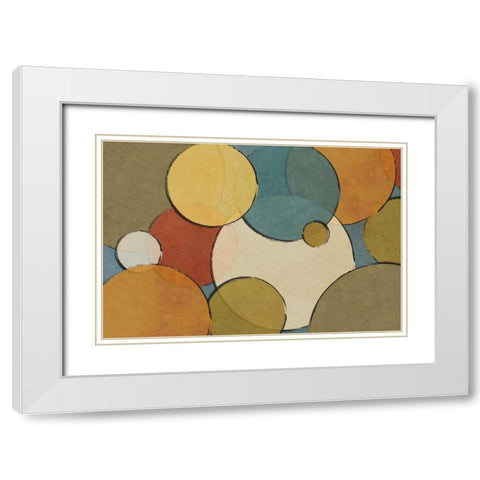 Circulos White Modern Wood Framed Art Print with Double Matting by Josefina