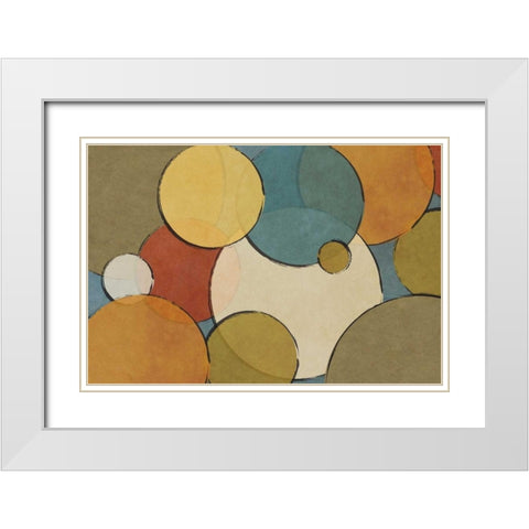 Circulos White Modern Wood Framed Art Print with Double Matting by Josefina