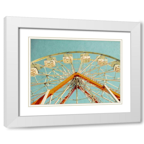 Red Ferris Wheel White Modern Wood Framed Art Print with Double Matting by Peck, Gail