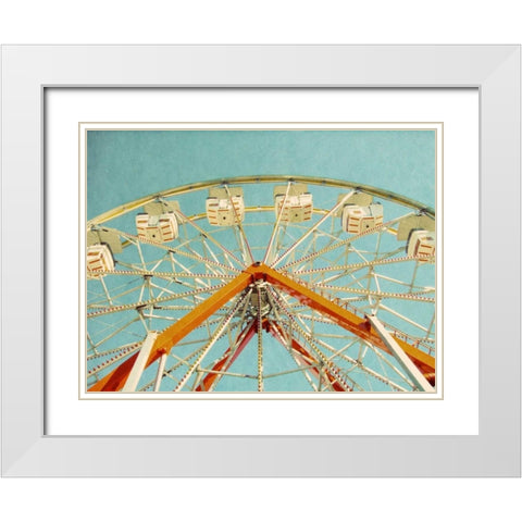 Red Ferris Wheel White Modern Wood Framed Art Print with Double Matting by Peck, Gail