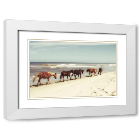Horses on the Beach White Modern Wood Framed Art Print with Double Matting by Mansfield, Kathy