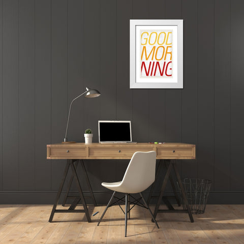 Good Day I White Modern Wood Framed Art Print with Double Matting by SD Graphics Studio