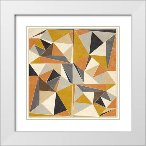 OMG Modern Triangles I White Modern Wood Framed Art Print with Double Matting by SD Graphics Studio