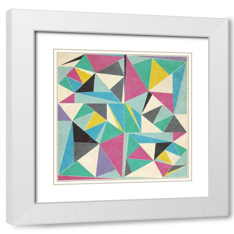 OMG Triangles I White Modern Wood Framed Art Print with Double Matting by SD Graphics Studio