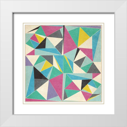 OMG Triangles I White Modern Wood Framed Art Print with Double Matting by SD Graphics Studio