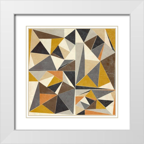 OMG Modern Triangles II White Modern Wood Framed Art Print with Double Matting by SD Graphics Studio