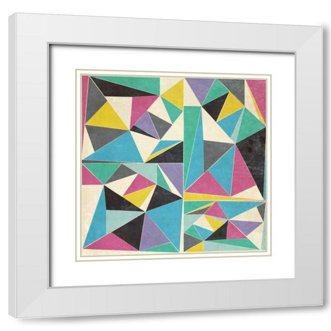 OMG Triangles II White Modern Wood Framed Art Print with Double Matting by SD Graphics Studio