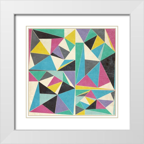 OMG Triangles II White Modern Wood Framed Art Print with Double Matting by SD Graphics Studio
