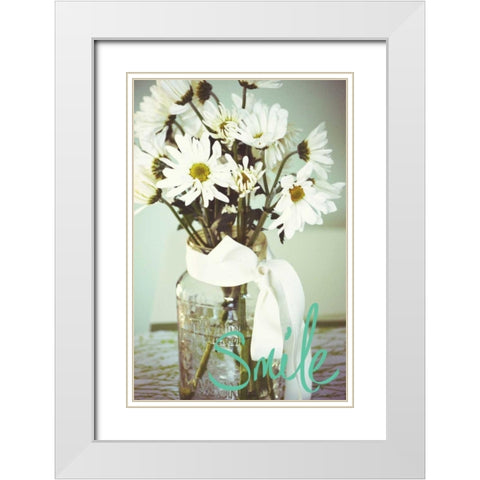 Smile Flowers White Modern Wood Framed Art Print with Double Matting by Peck, Gail